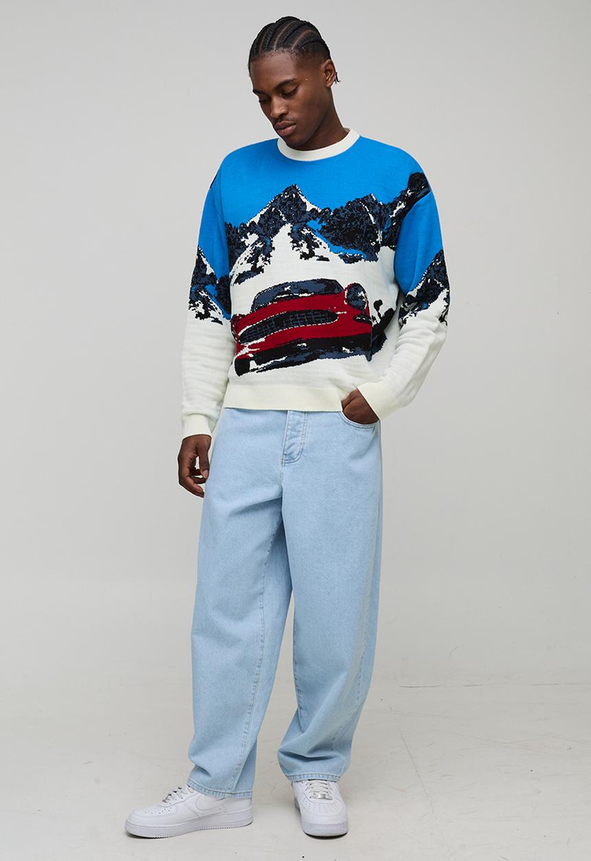 boohooMAN - Oversized Boxy Ski Jacquard Knitted Jumper - Ecru