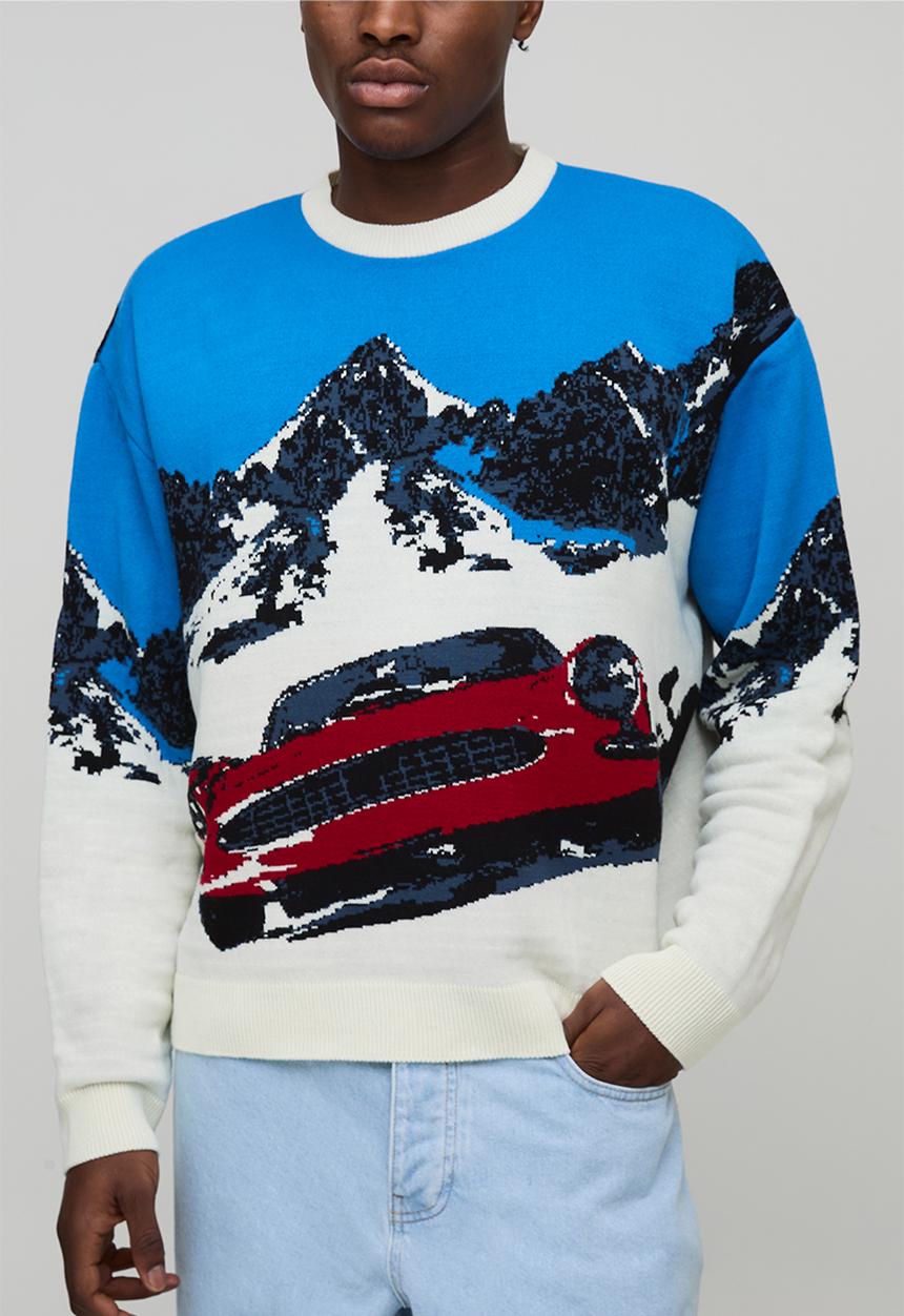 boohooMAN - Oversized Boxy Ski Jacquard Knitted Jumper - Ecru
