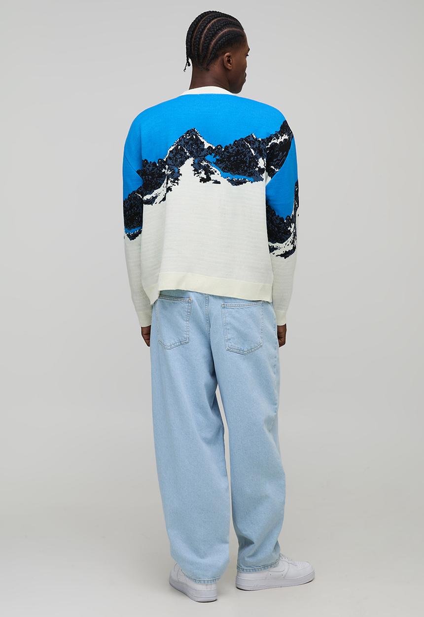 boohooMAN - Oversized Boxy Ski Jacquard Knitted Jumper - Ecru