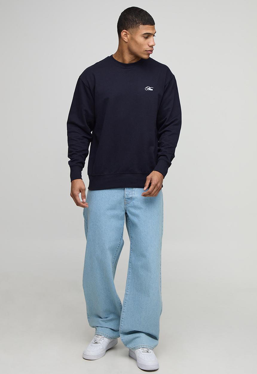 boohooMAN - Navy Relaxed Fit Chalet Landscape Printed Sweatshirt - Navy