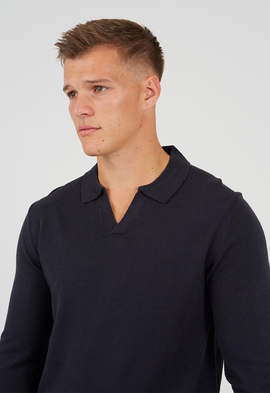 Brave Soul - Long Sleeve Trophy Neck Polo - Midnight Navy