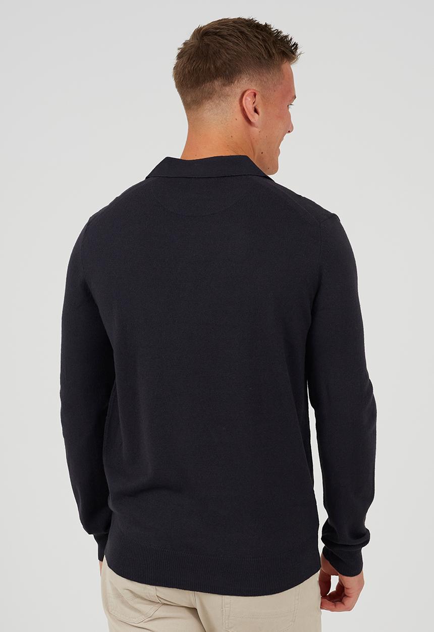 Brave Soul - Long Sleeve Trophy Neck Polo - Midnight Navy