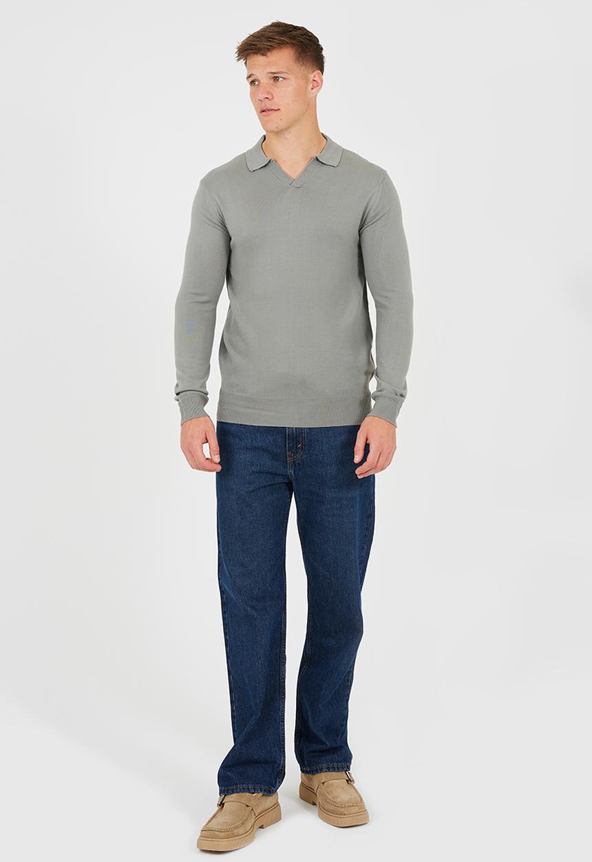 Brave Soul - Long Sleeve Trophy Neck Polo - Sage