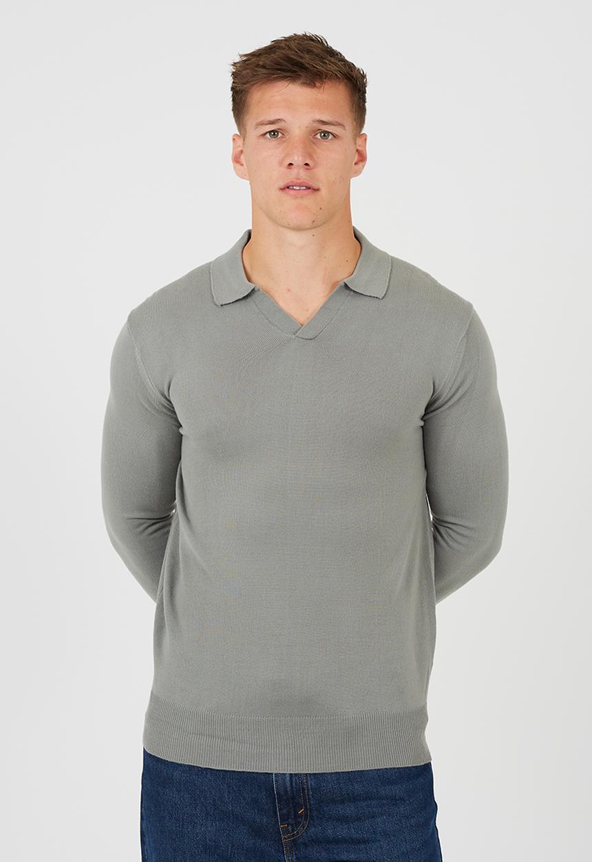 Brave Soul - Long Sleeve Trophy Neck Polo - Sage