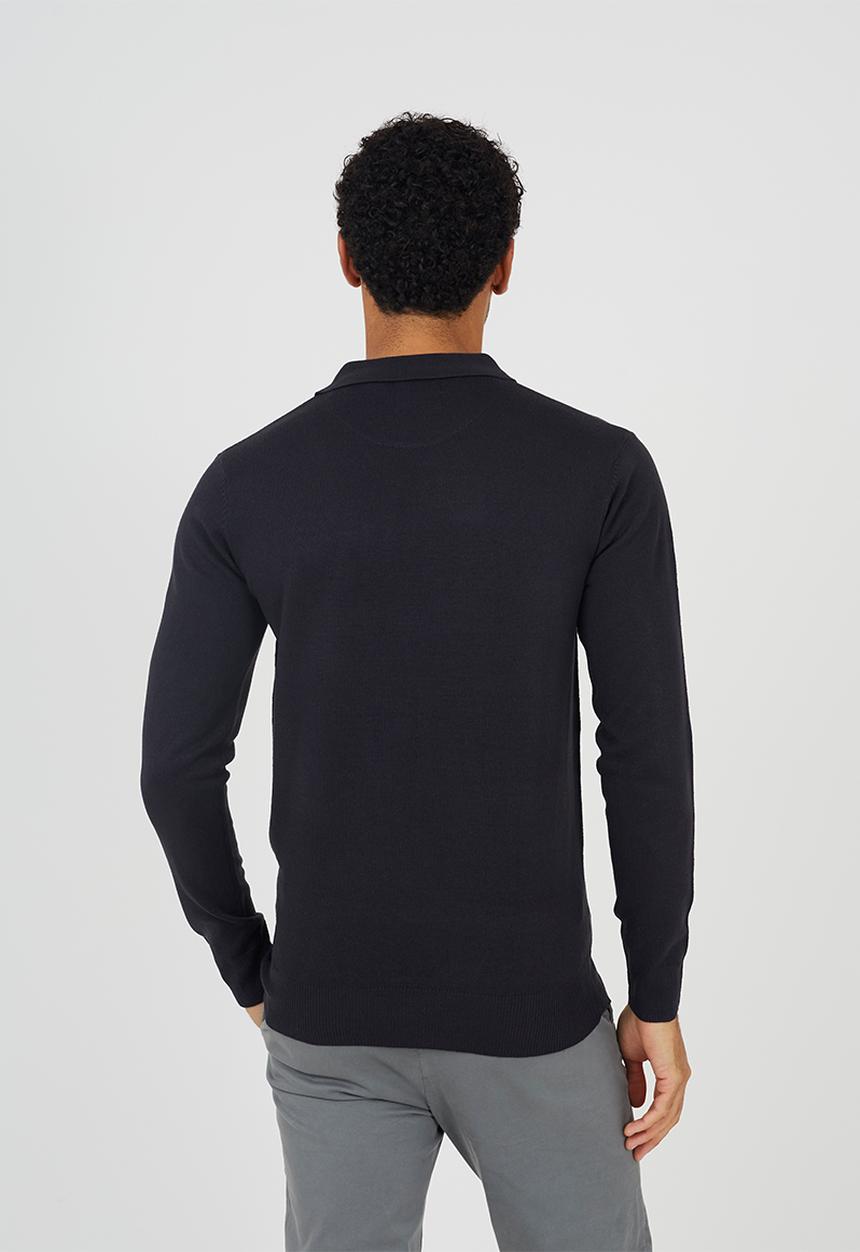 Brave Soul - Long Sleeve Trophy Neck Polo - Midnight Navy