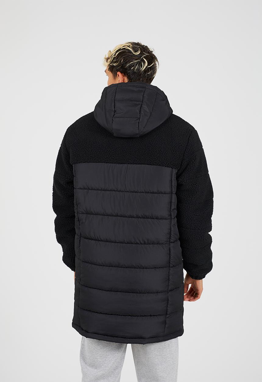 Brave Soul - Padded Hooded Longline Jacket - Black
