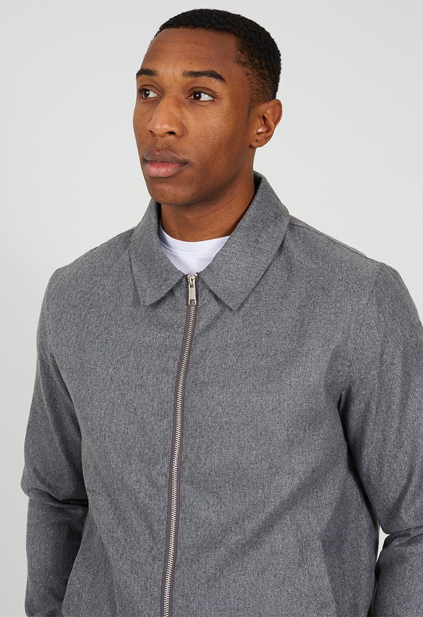 Brave Soul - Harrington Zip Through Collared Jacket - Light Grey