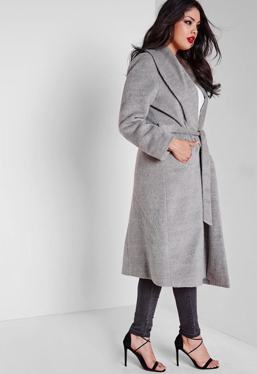 Missguided - Plus size belted wool coat 