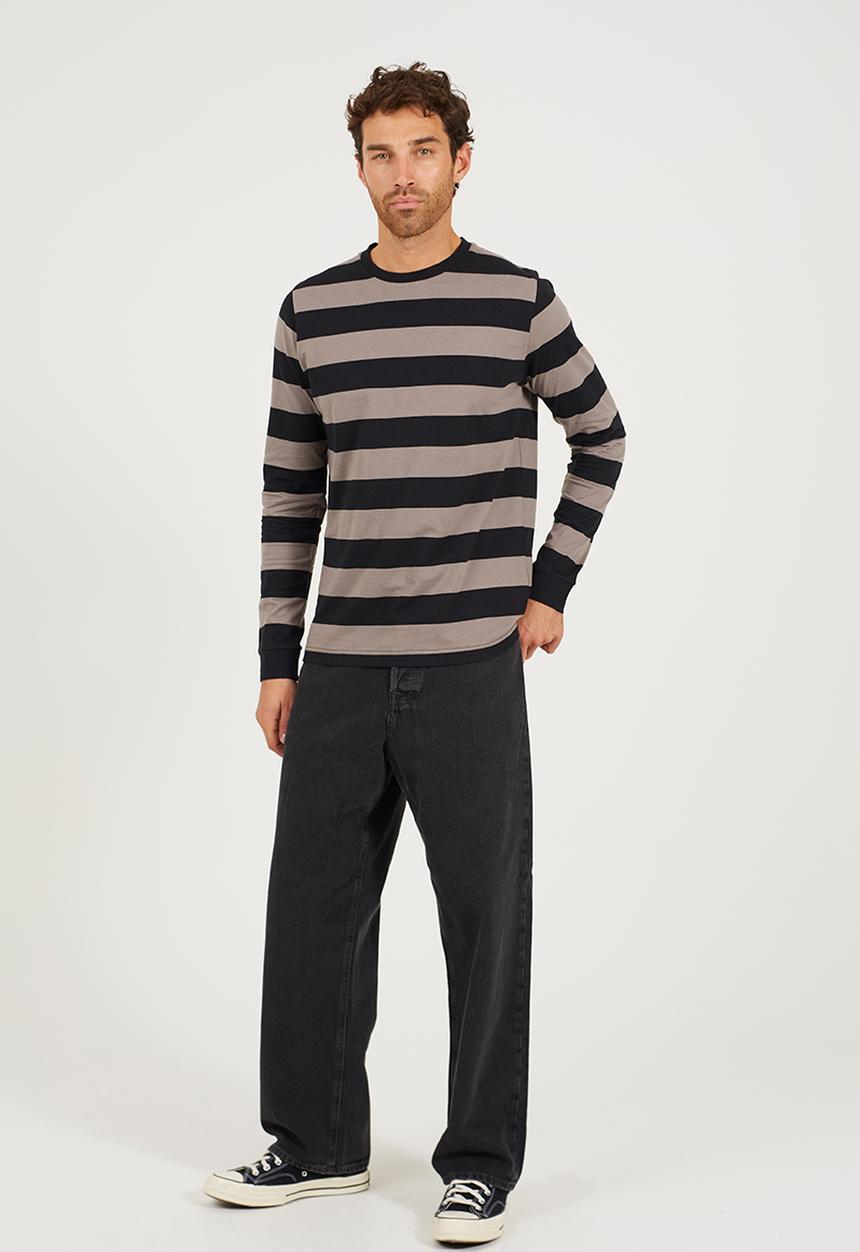 Brave Soul - Crew Neck Long Sleeve  - Charcoal / Black