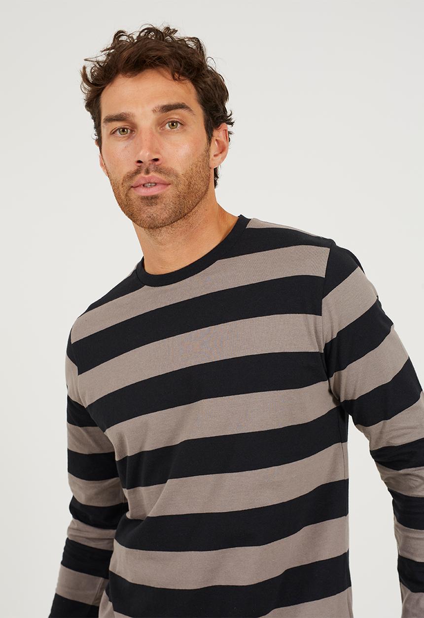 Brave Soul - Crew Neck Long Sleeve  - Charcoal / Black