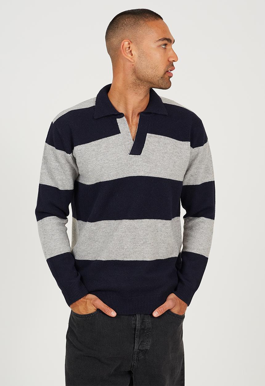 Brave Soul - Knitted Sweater - Midnight Navy/Silver Grey Marl