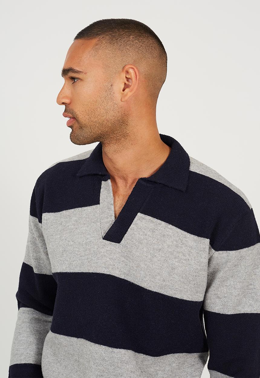 Brave Soul - Knitted Sweater - Midnight Navy/Silver Grey Marl