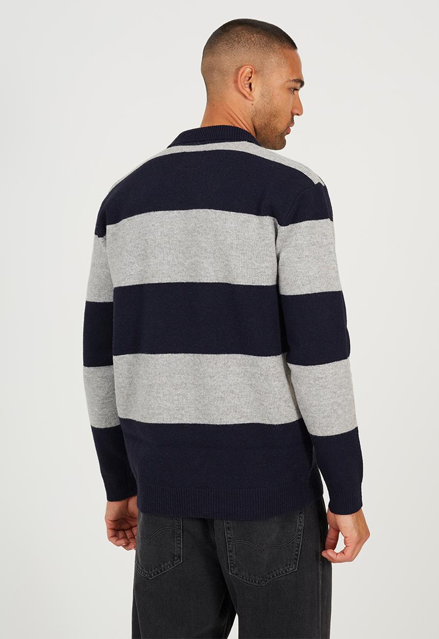 Brave Soul - Knitted Sweater - Midnight Navy/Silver Grey Marl