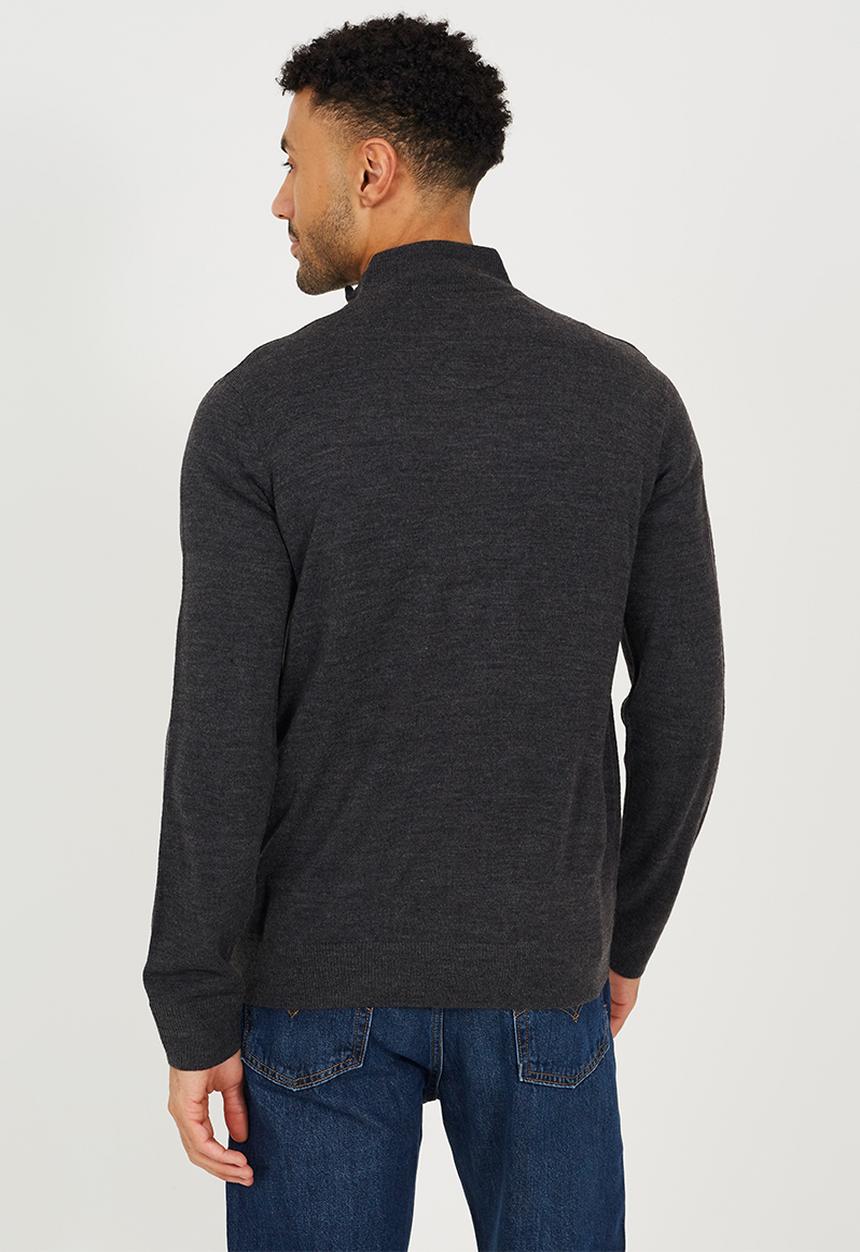 Brave Soul - 1/4 Concealed Zip - Dark Charcoal Marl