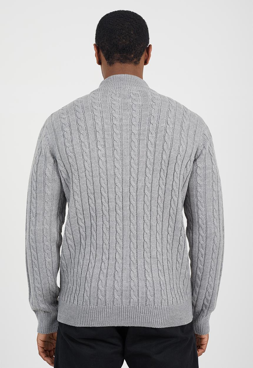 Brave Soul - Quarter Zip Funnel Neck Jumper - Silver Grey Marl