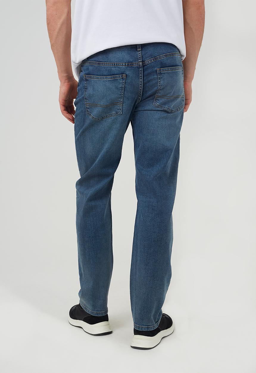Brave Soul - Straight Fit Denim Jeans - Mid Blue Long Length