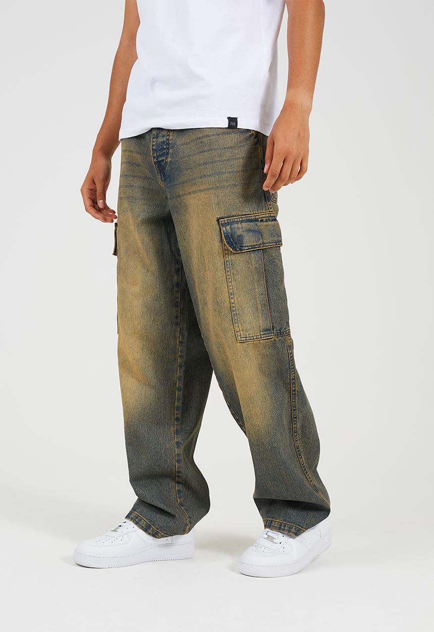 Brave Soul - Cargo Extreme Wide Leg Denim Jean - Vintage Rust Long Length