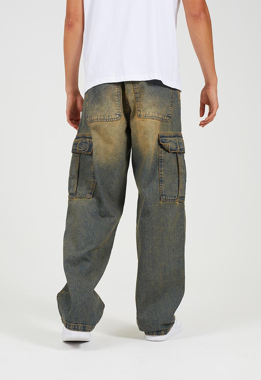 Brave Soul - Cargo Extreme Wide Leg Denim Jean - Vintage Rust Long Length