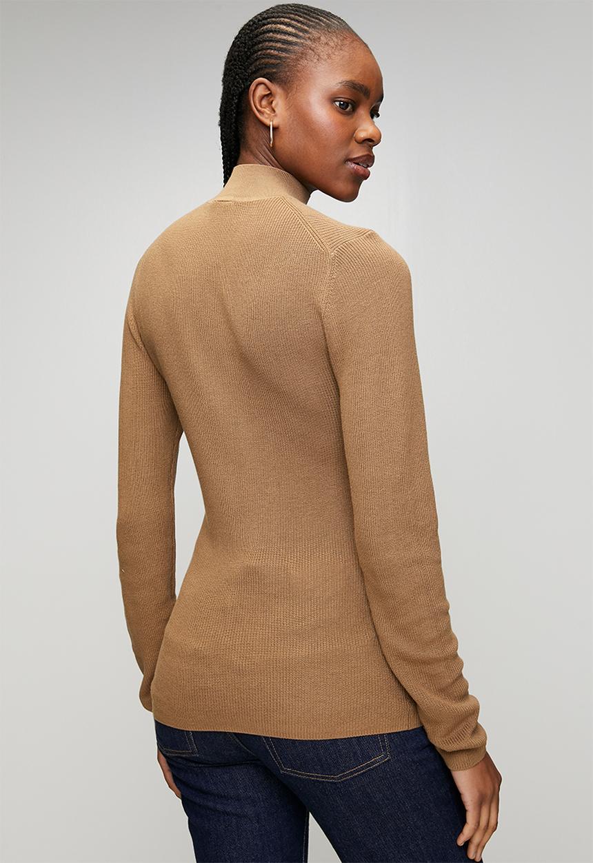 POLO - Wmn Amelia Long Sleeve Mock Neck Knit - Stone