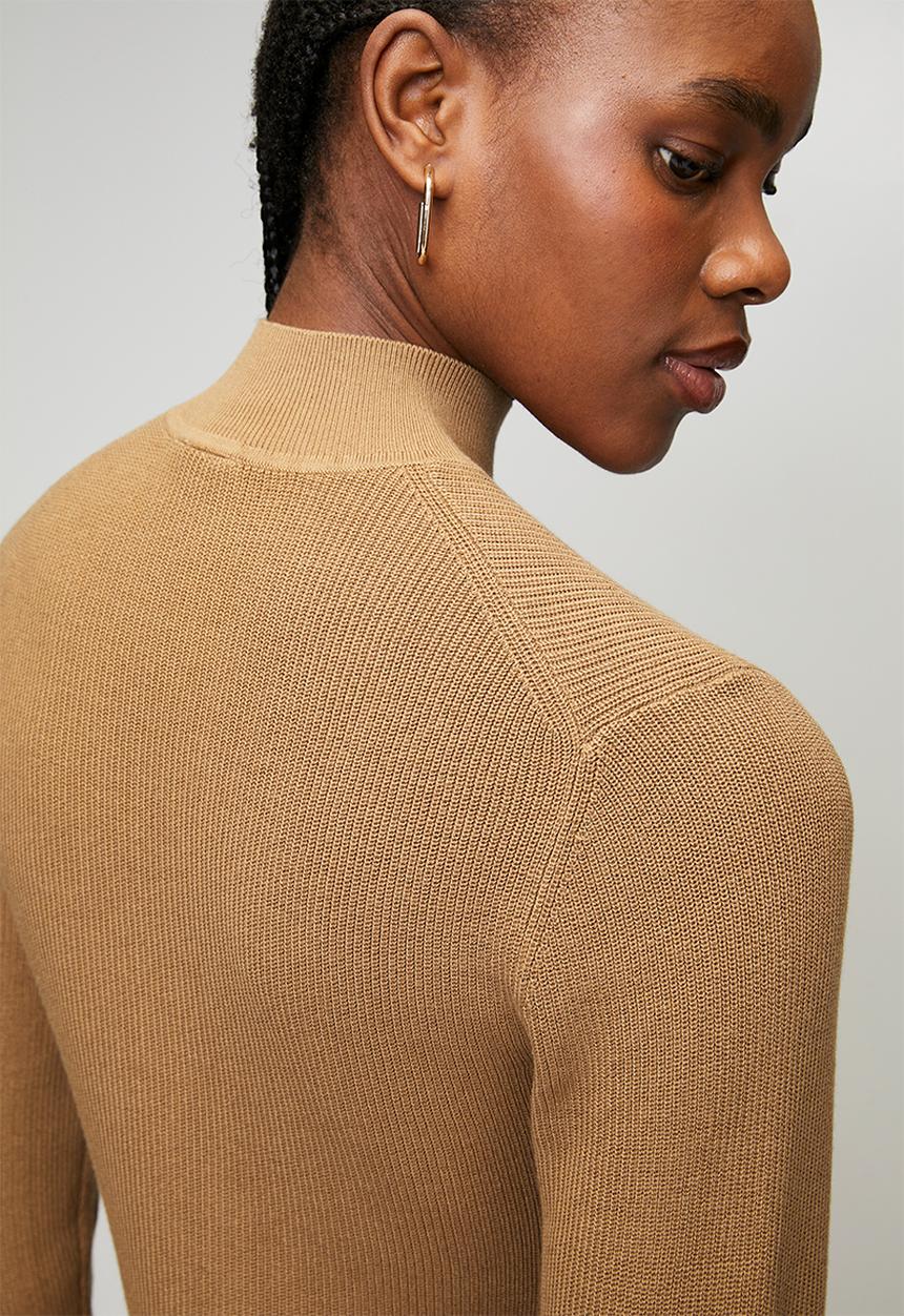 POLO - Wmn Amelia Long Sleeve Mock Neck Knit - Stone