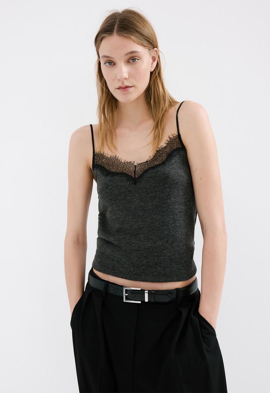 MANGO - Top verona- dark grey