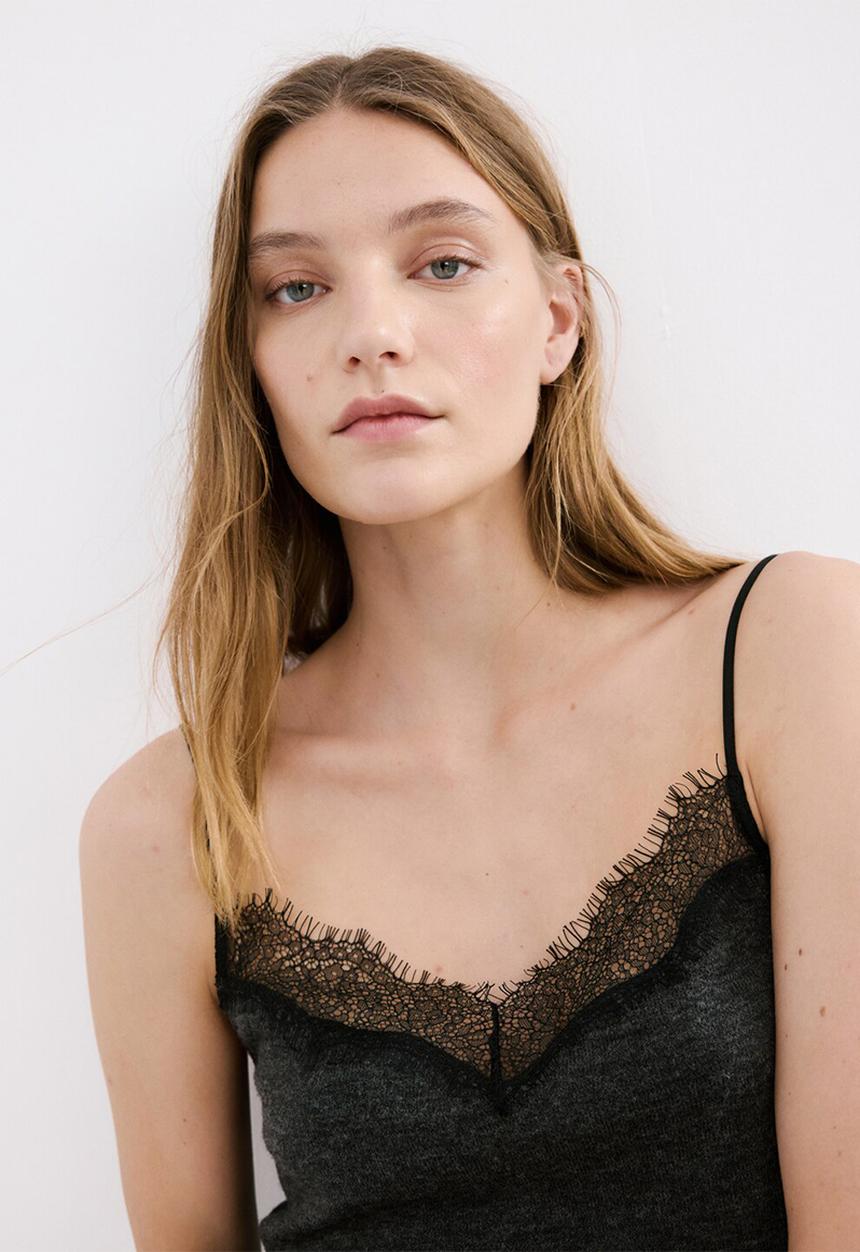 MANGO - Top verona- dark grey