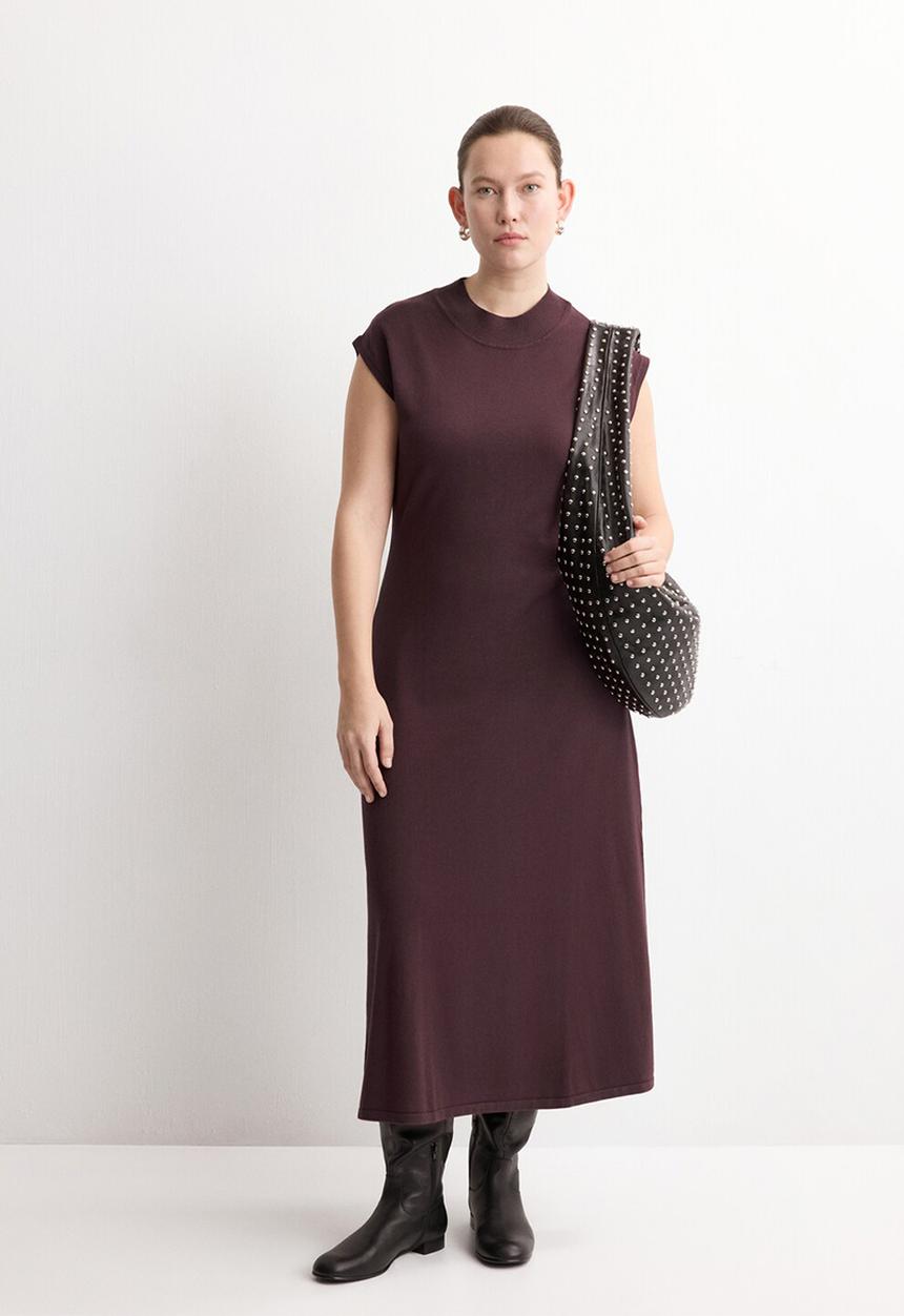 MANGO - Knitwear Dress Pomodore- dark brown