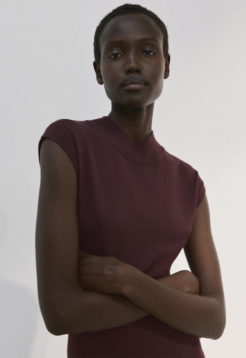 MANGO - Knitwear Dress Pomodore- dark brown