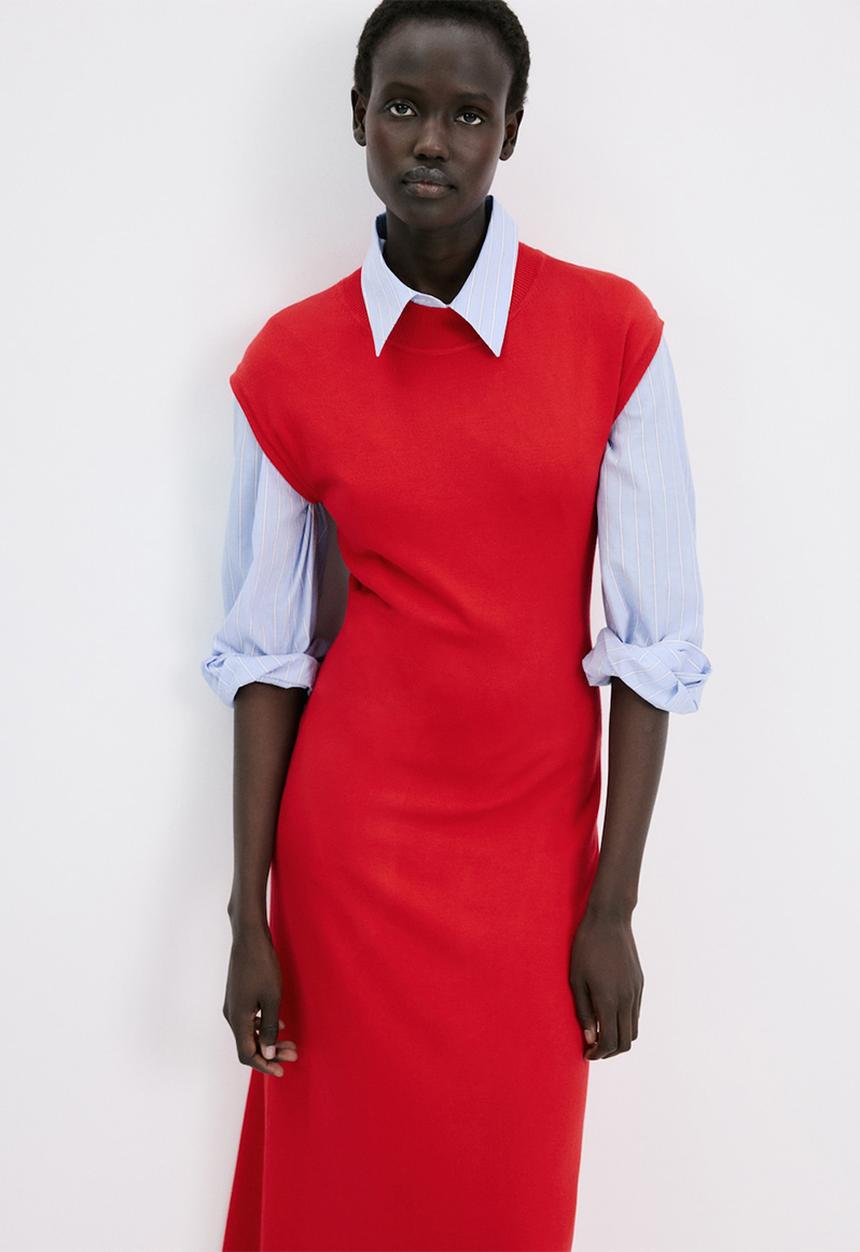 MANGO - Knitwear Dress Pomodore- red