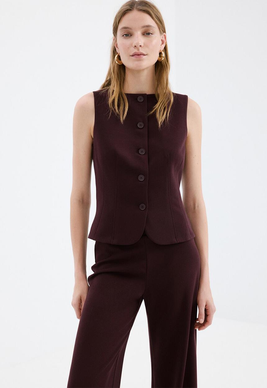 MANGO - Trousers avay - dark red