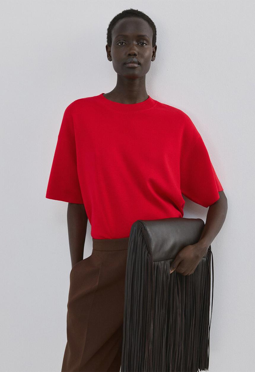MANGO - Sweater brunito- red