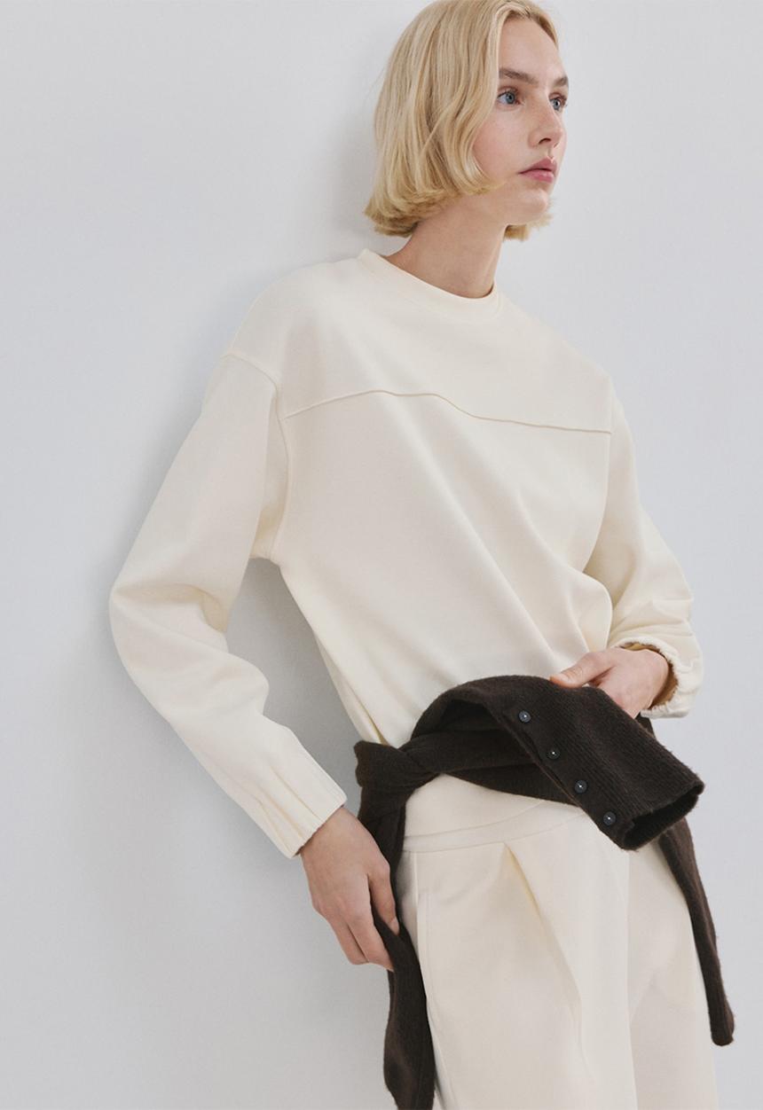 MANGO - Sweatshirt pique  -  light beige