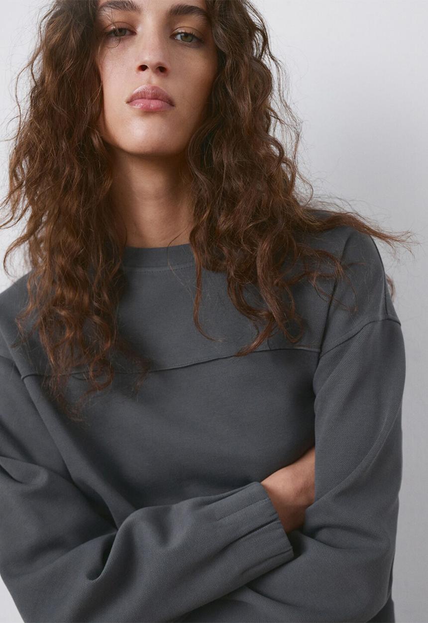 MANGO - Sweatshirt pique - medium blue