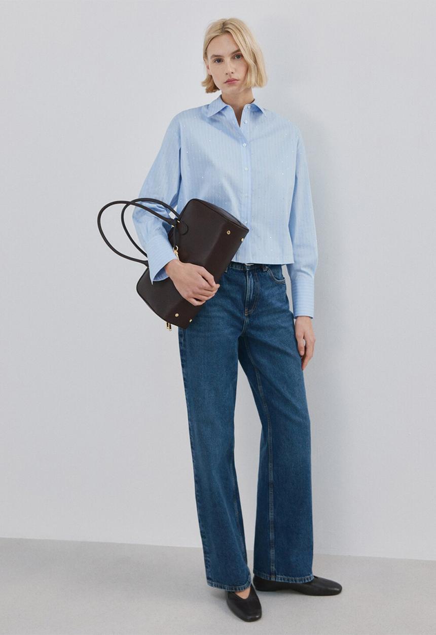 MANGO - Shirt shinny - light/pastel blue