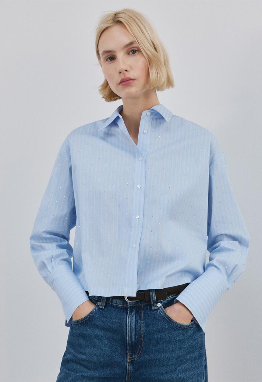 MANGO - Shirt shinny - light/pastel blue