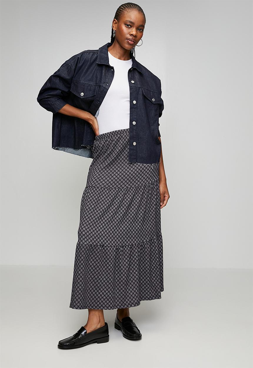 H&M - Tiered midi skirt - grey
