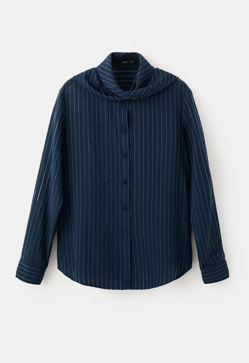 MANGO - Blouse corbat- navy