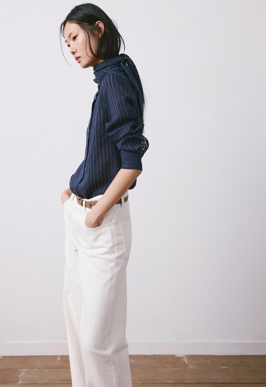 MANGO - Blouse corbat- navy