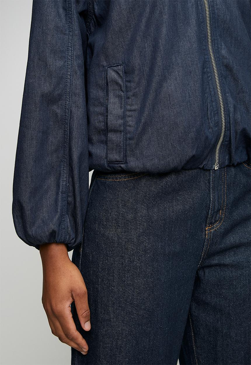 Trendyol - Bomber 100% Cotton Denim Jacket - Dark Blue