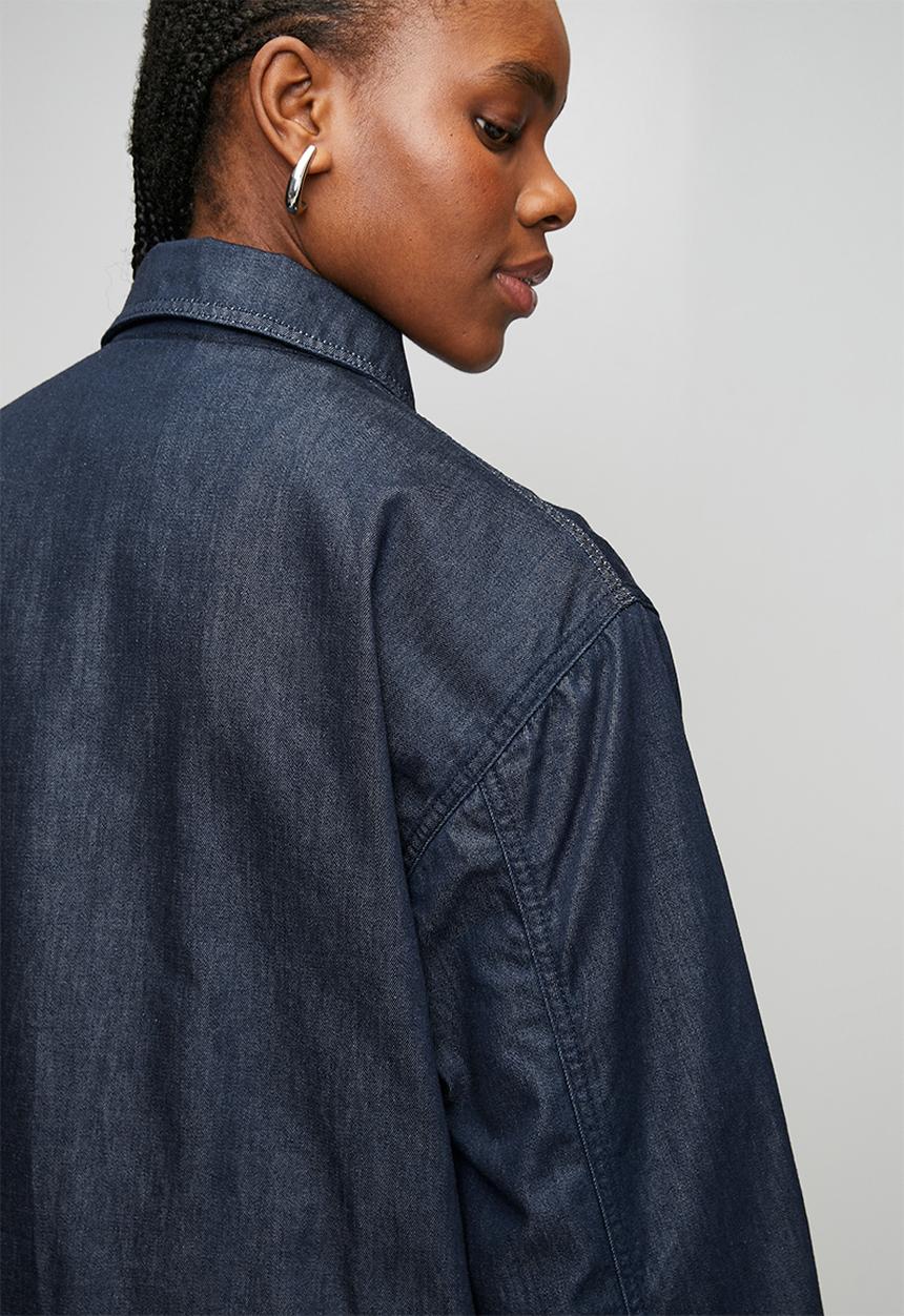 Trendyol - Bomber 100% Cotton Denim Jacket - Dark Blue