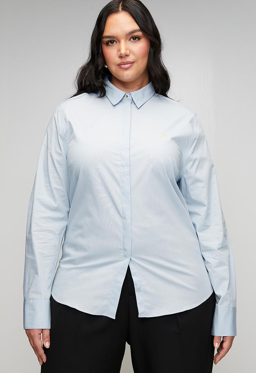 POLO - Plus wmn jamie long sleeve shirt - sky blue