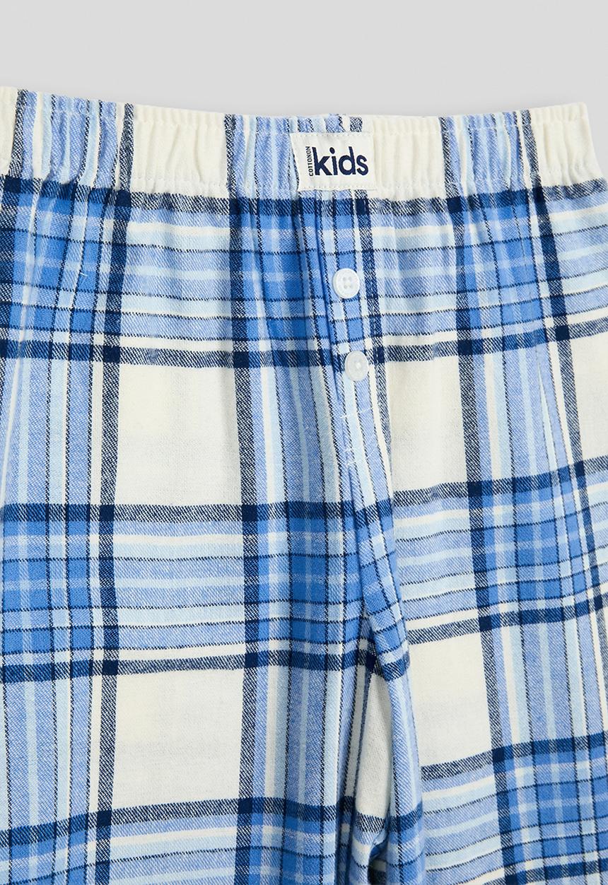 Cotton On - Cuddlecosy Long Sleeve And Sleepover Pyjama Pant - Dawn Blue Marle/Blue Bonnet Check