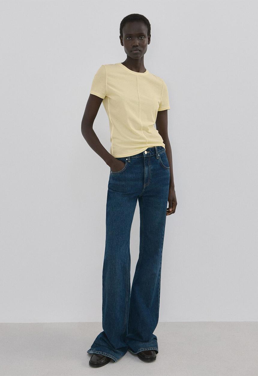MANGO - T-shirt coulan- light pastel yellow