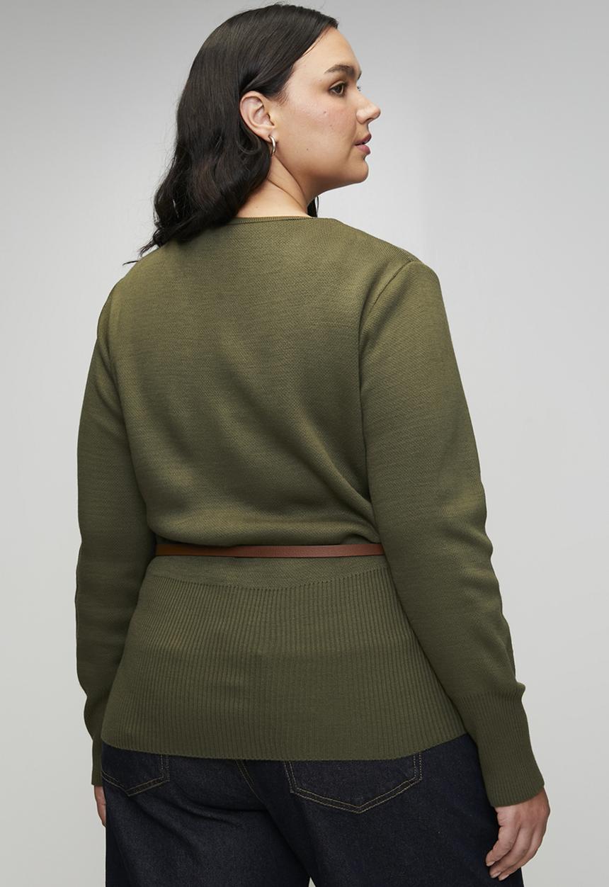 Trendyol - Plus Baklava Patterned Cardigan - Khaki