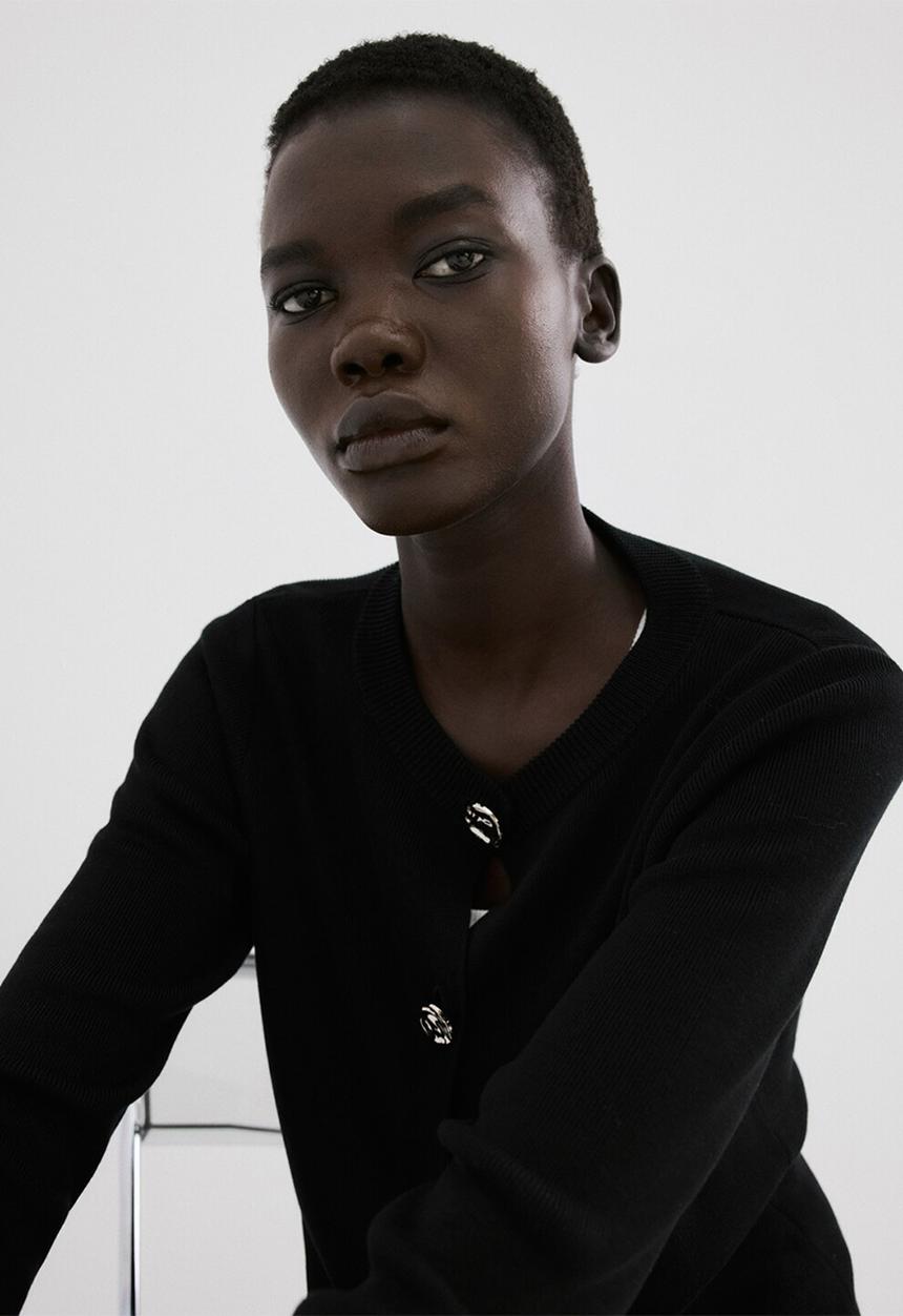 MANGO - Cardigan goldbota- black
