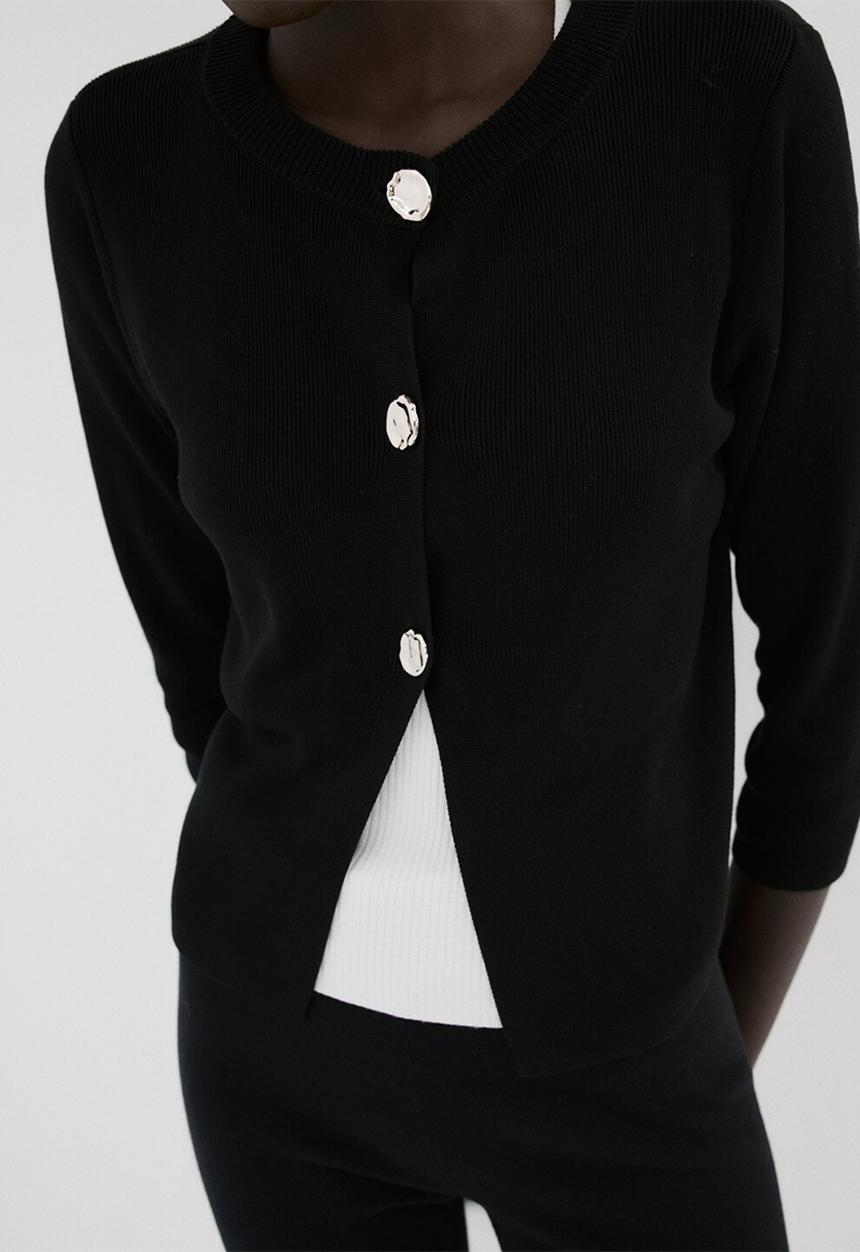 MANGO - Cardigan goldbota- black
