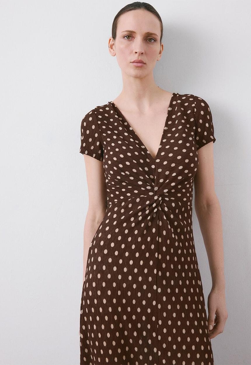 MANGO - Dress pomi  -  brown