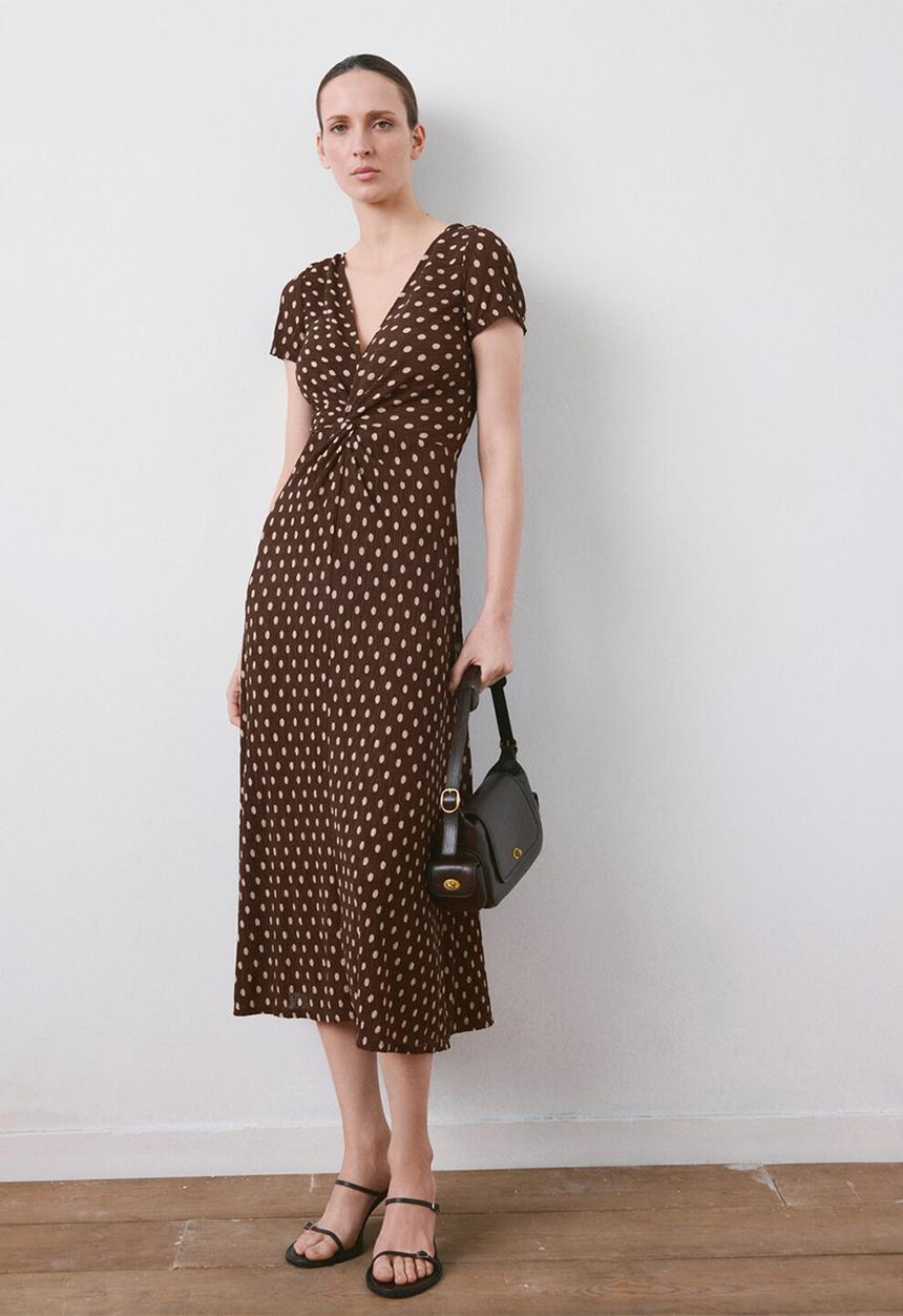 MANGO - Dress pomi  -  brown