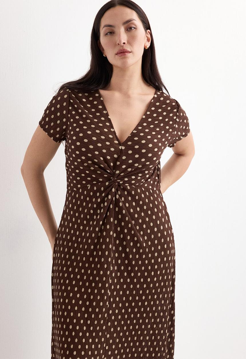 MANGO - Dress pomi  -  brown