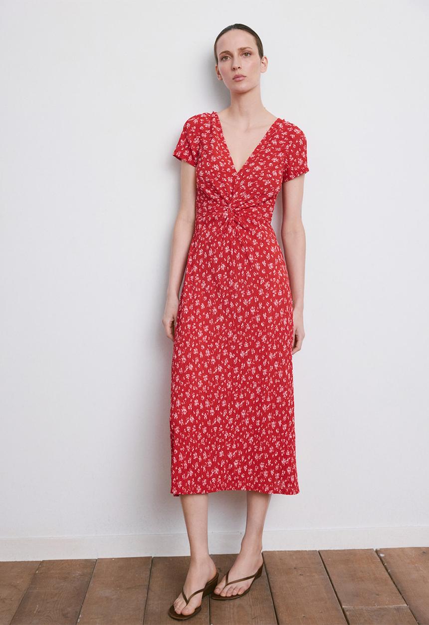 MANGO - Dress pomi  -  red